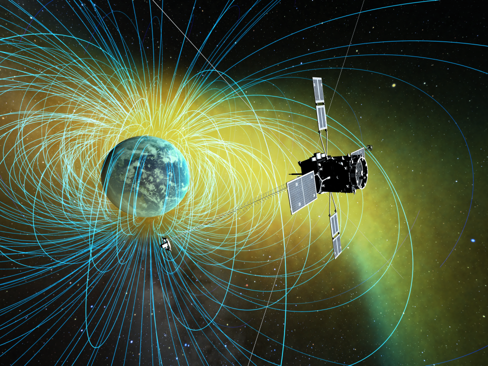 Artist's rendering of the ERG satellite on orbitの写真