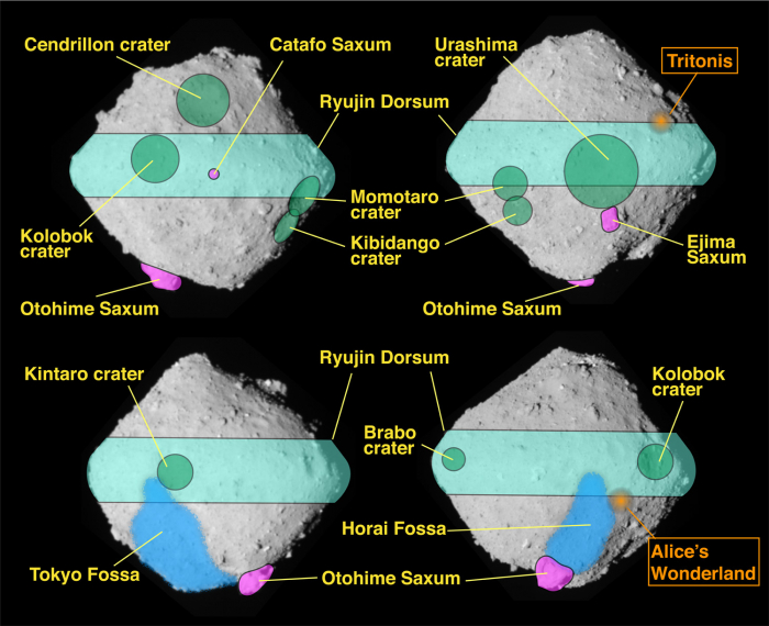 Figure 2: The location of place names on Ryugu