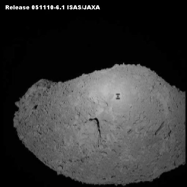 Huyabusha's shadow on asteroid Itokawa