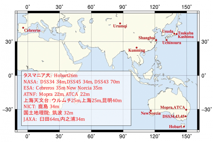 図1　IKAROSのDelta-DOR実証実験参加局