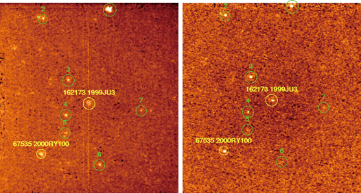 「あかり」がとらえた小惑星1999JU3の画像