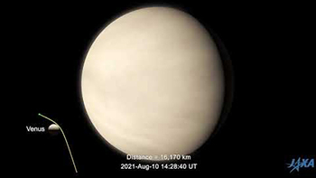 ベピ・コロンボ探査機から見た二回目の金星のスイングバイの想像図　- Artist impression of the view of the second Venus swing-by as seen from BepiColombo -の写真