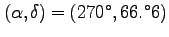 $(\alpha, \delta)=(270^\circ, 66.^\circ6)$