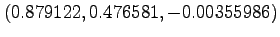 $(0.879122, 0.476581, -0.00355986)$