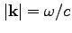 $\vert{\bf k}\vert=\omega/c$