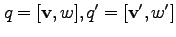 $q = [{\bf v}, w], q'= [{\bf v'}, w']$