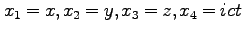 $x_1=x, x_2=y, x_3=z,x_4=ict$