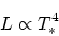 \begin{displaymath}\displaystyle L \propto T_{*}^4\end{displaymath}