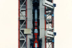 整備塔内で組み上げられたM-4S-1号機（内之浦/東京大学鹿児島宇宙空間観測所）