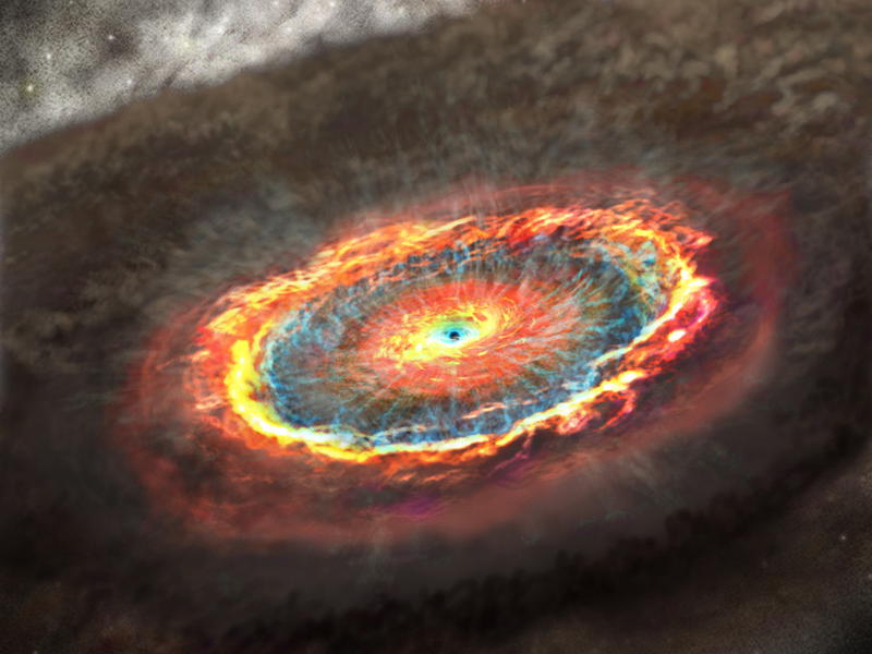 超巨大ブラックホールの周辺の様子を表す想像図