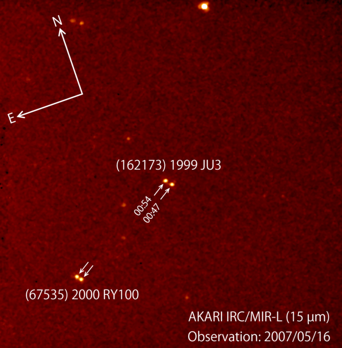 赤外線天文衛星「あかり」が撮影した 1999 JU3の画像