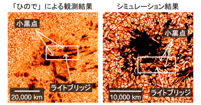 「ひので」による形成中の黒点の観測画像